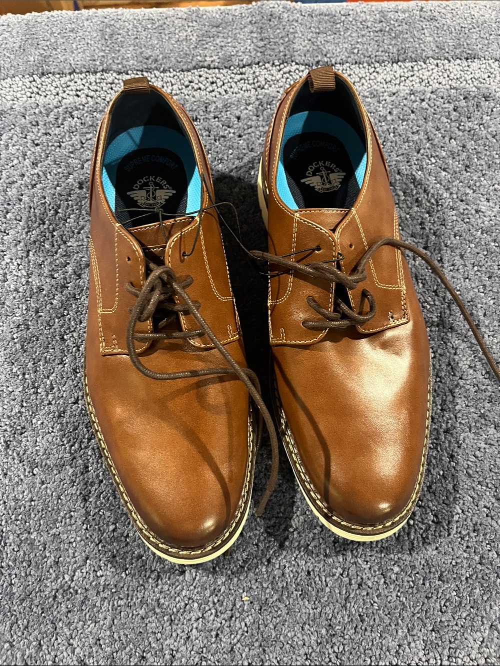 Dockers Men's Tan Brown Leather Lace-Up Derby Shoes